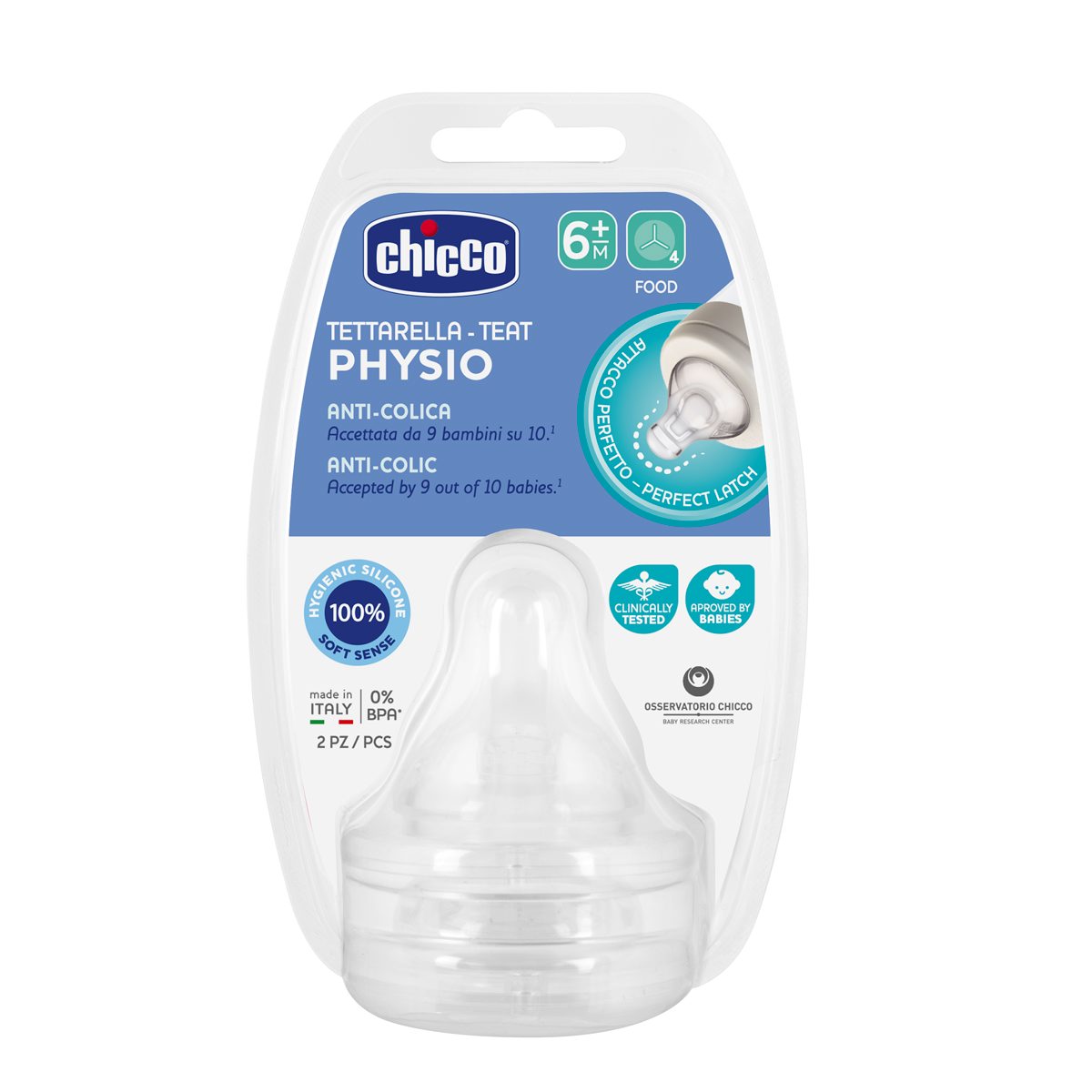 Chicco Teats Perfect 5 6M+ Food Sil 2 Pcs
