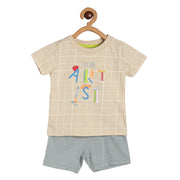 Boys Beige T-Shirt And Bottom