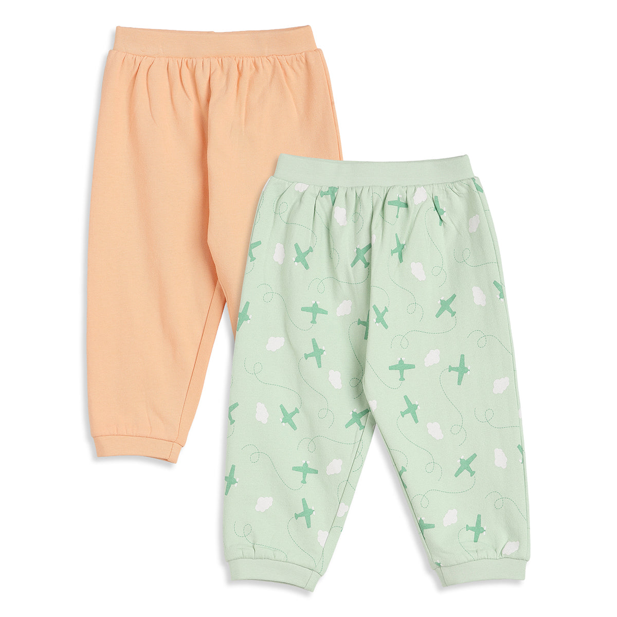 Baby Boys Mint and Peach Knit Bottoms Pack of 2 Regular Fit Casual Wear