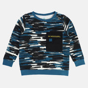 Boys Blue Round Neck Full Sleeves Sweat Shirt