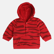 Boys Red Hooded Full Sleeves Sweat Shirt