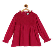 Girls Maroon Pack Of 1 Woven Top