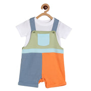 Boys Green/White Round Neck Short Sleeve Dungaree Set