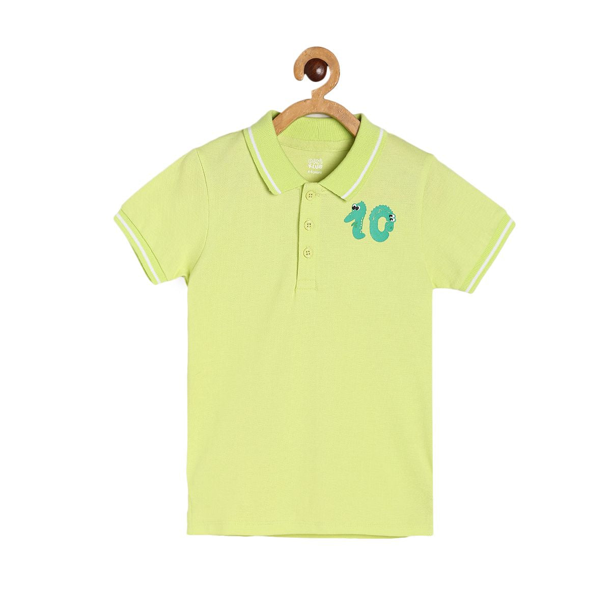 Boys Green Collar Short Sleeve Polo