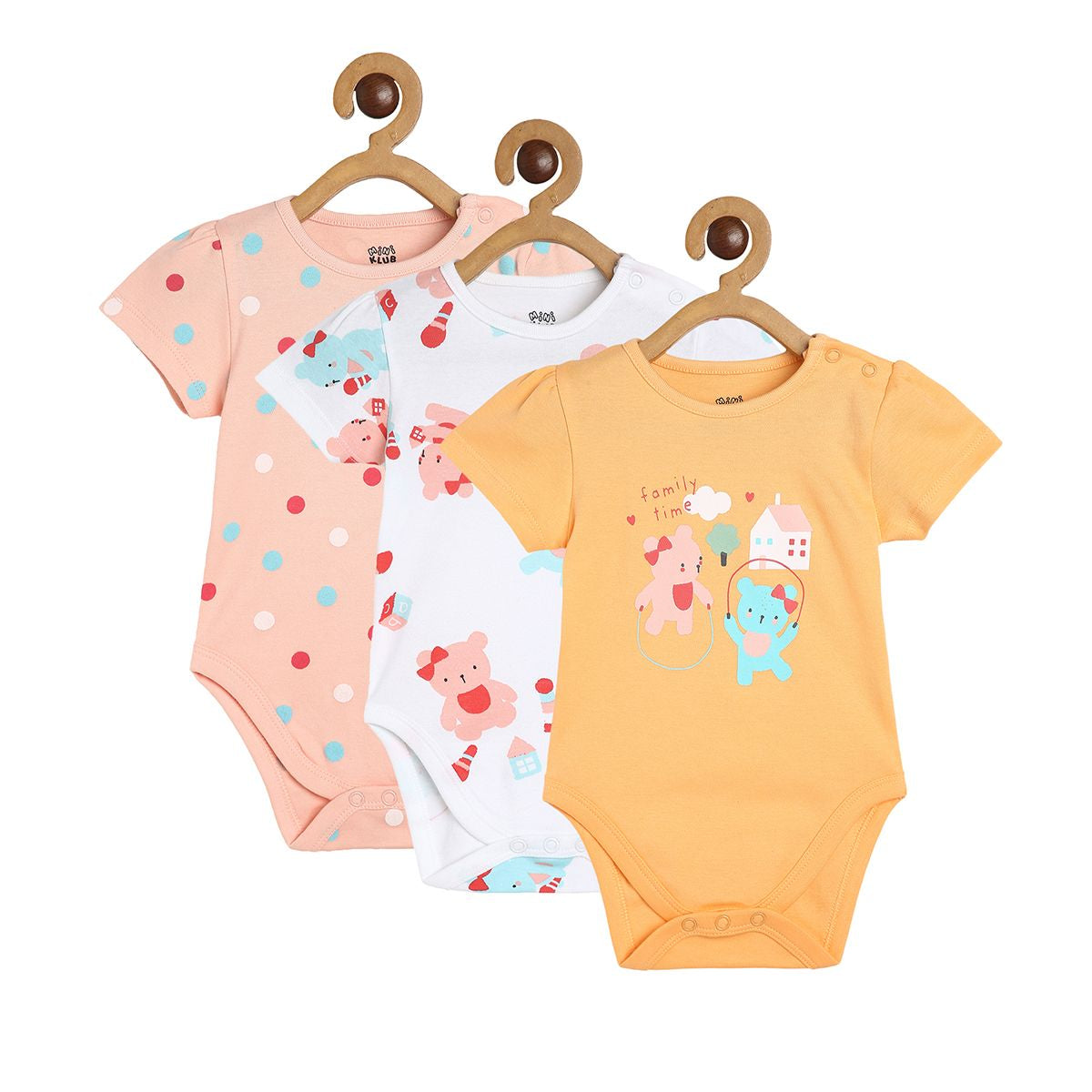 Girls Multicolor Pack Of 3 Body Suit