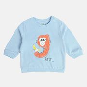 Boys Cotton Full Sleeves Typography Printed Sweatshirt - Blue