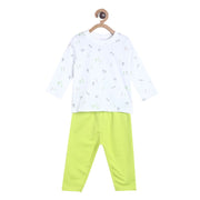 Pack of 2 t-shirt and bottom set - lime for 0-3 Months