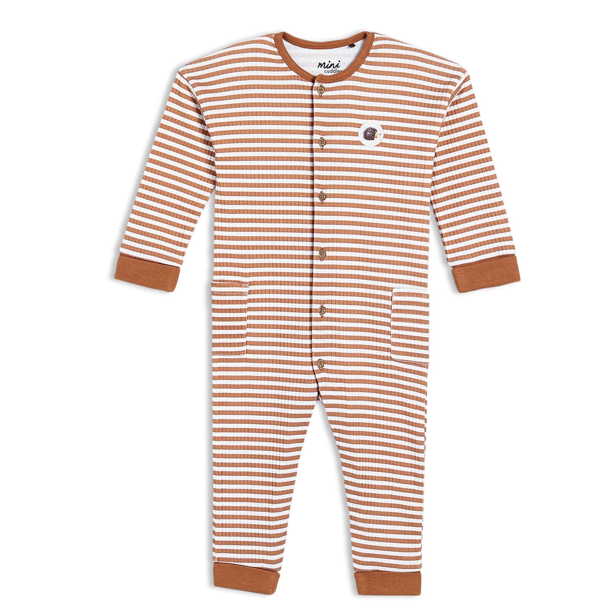 Baby Boys Hooded Sleepsuit, Romper & Co-ord Set Outfit Bundle - Cream, Brown & Sage Green