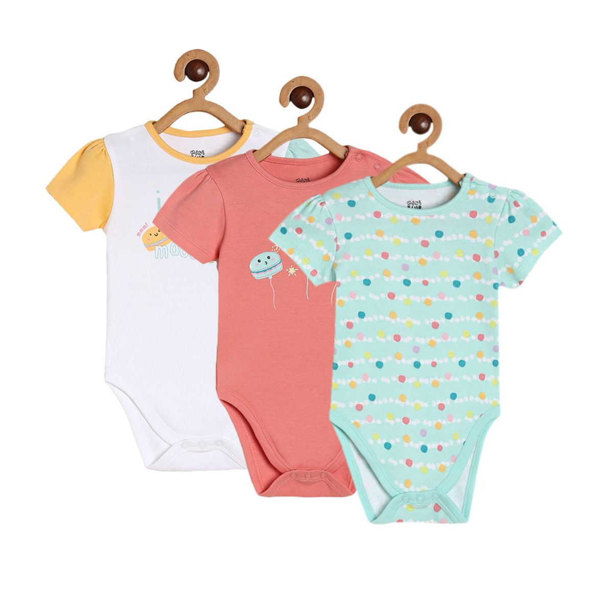 Girls Multicolor Pack Of 3 Body Suit