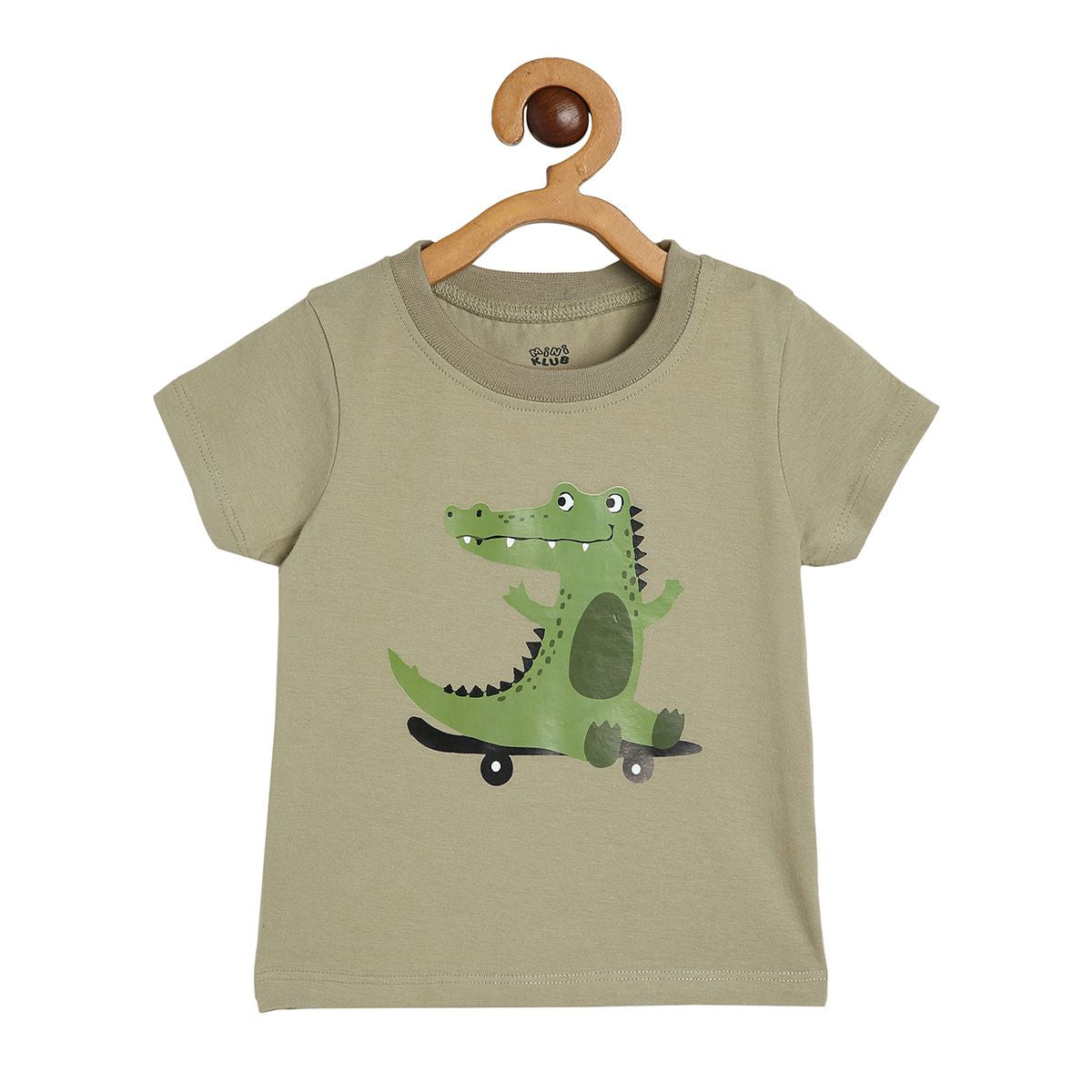 Boys Olive Green Pack Of 1 T-Shirt