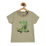 Boys Olive Green Pack Of 1 T-Shirt
