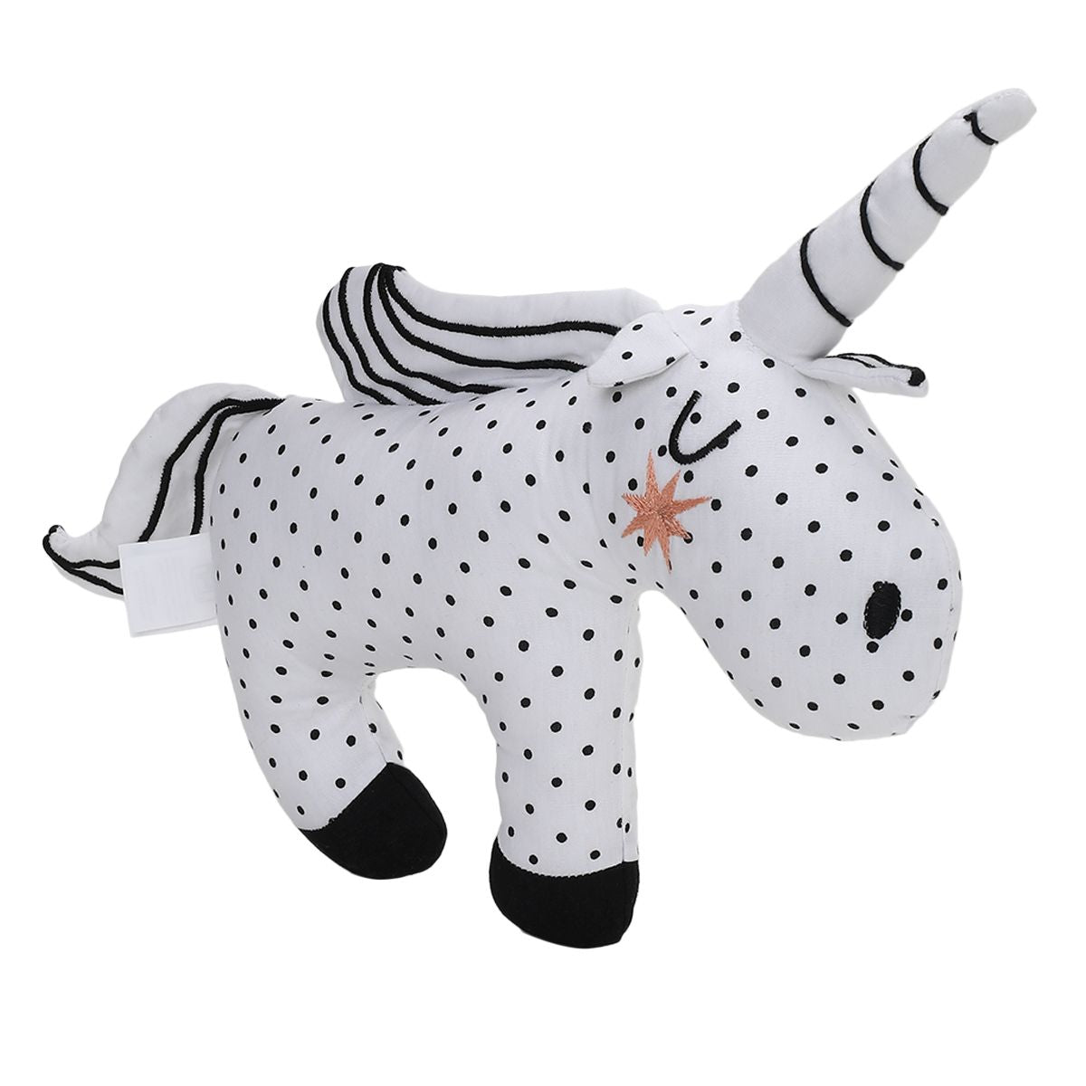 Baby Unisex Polka Dot Unicorn Soft Toy , White and Black