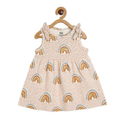 Girls Marshmallow/ Beige Round Neck Sleeveless Dress