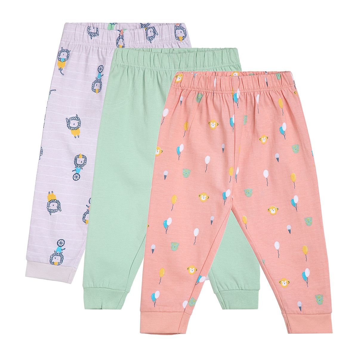 Baby Boys Printed Knit Bottoms Pack of 3, Multicolour
