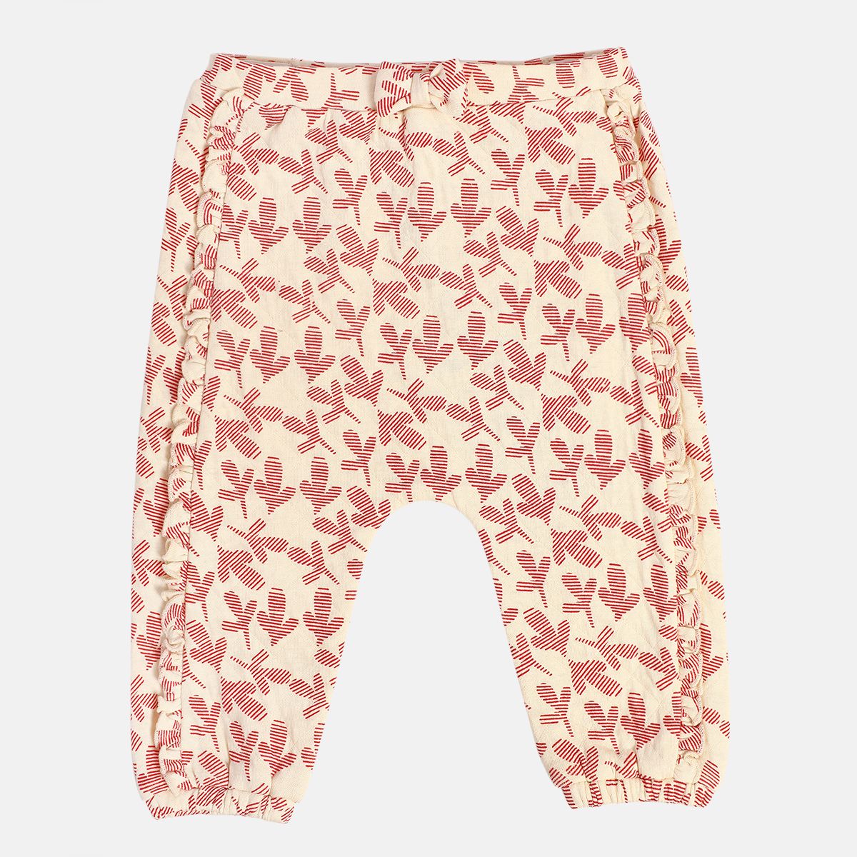 Girls Cotton Floral Printed Knit Bottom - Pink
