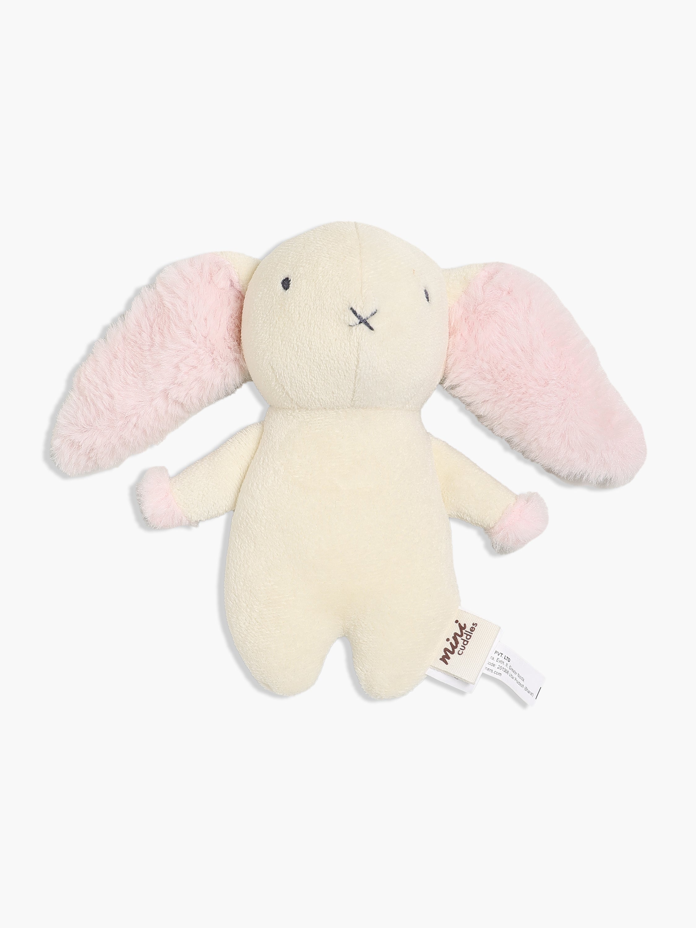 Baby Soft Bunny Plush Toy with Floppy Ears, Cream and Pink