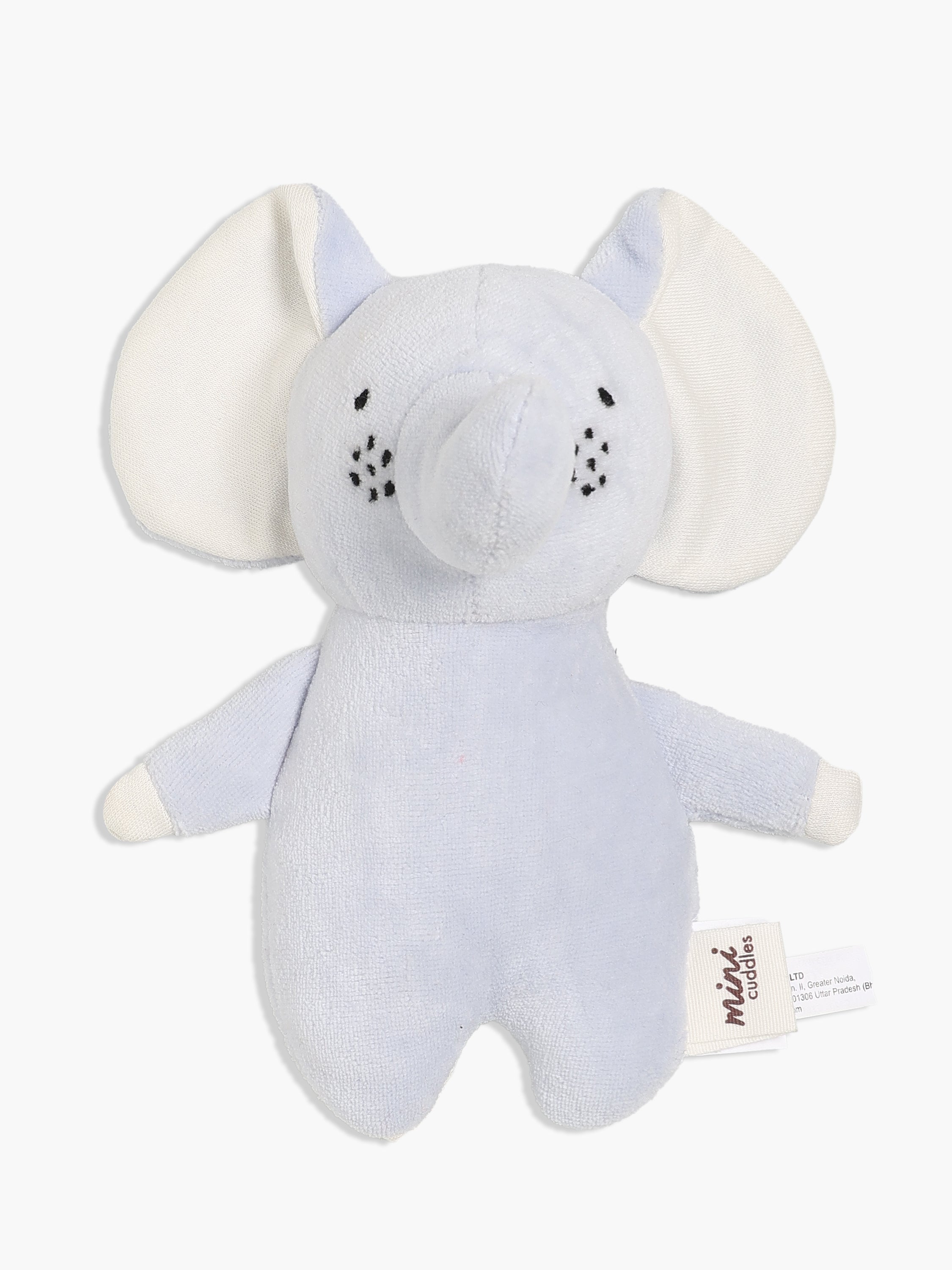 Baby Soft Elephant Plush Toy, Light Blue and White