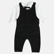 Boys Cotton Full Sleeves Striped Coordinate Set - White & Black