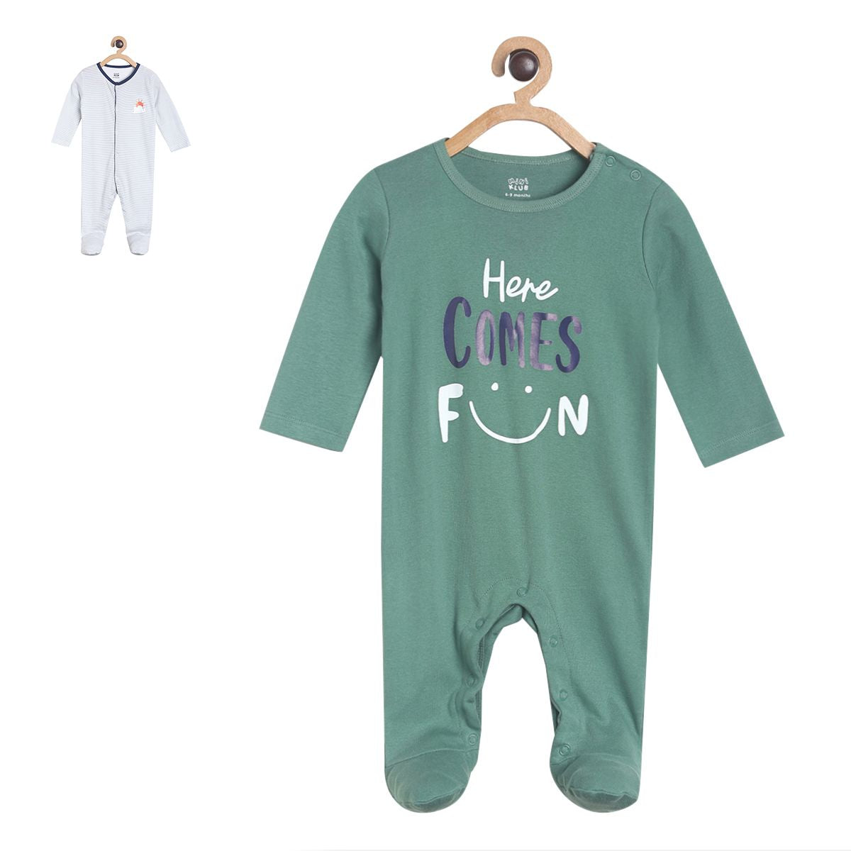 Pack of 2 sleepsuit - jade green for New Born