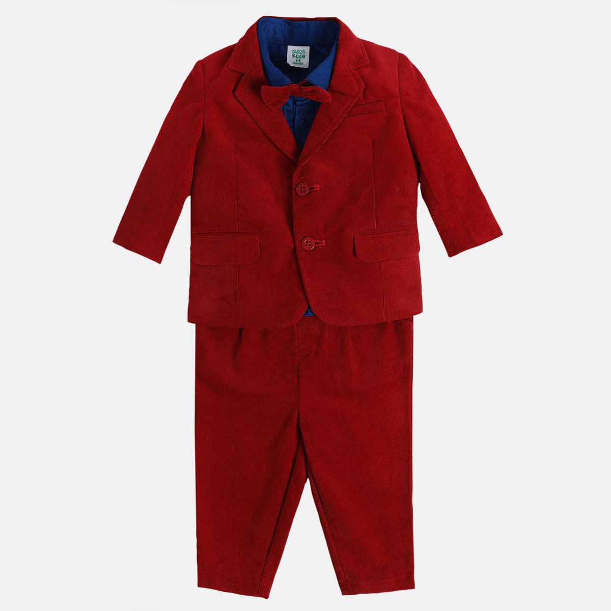 Boys Cotton Full Sleeves Solid Coordinate Set - Red