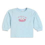 Baby Girls Light Blue Knit Sweatshirt Regular Fit Casual Wear