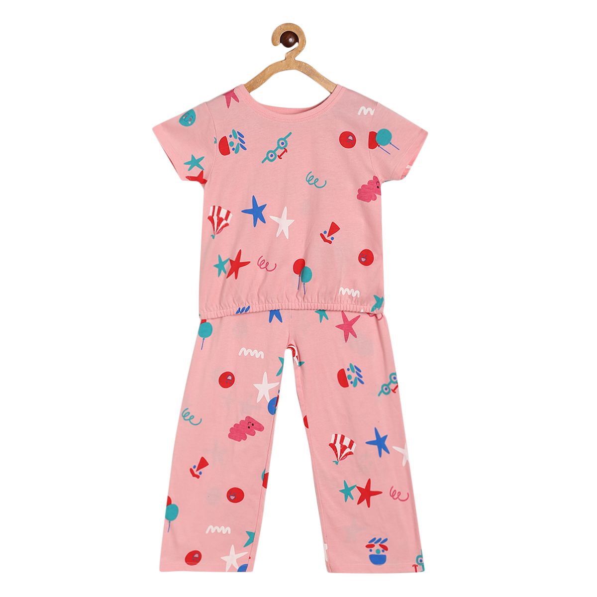 Girls Pink Pack Of 2 Lounge Wear