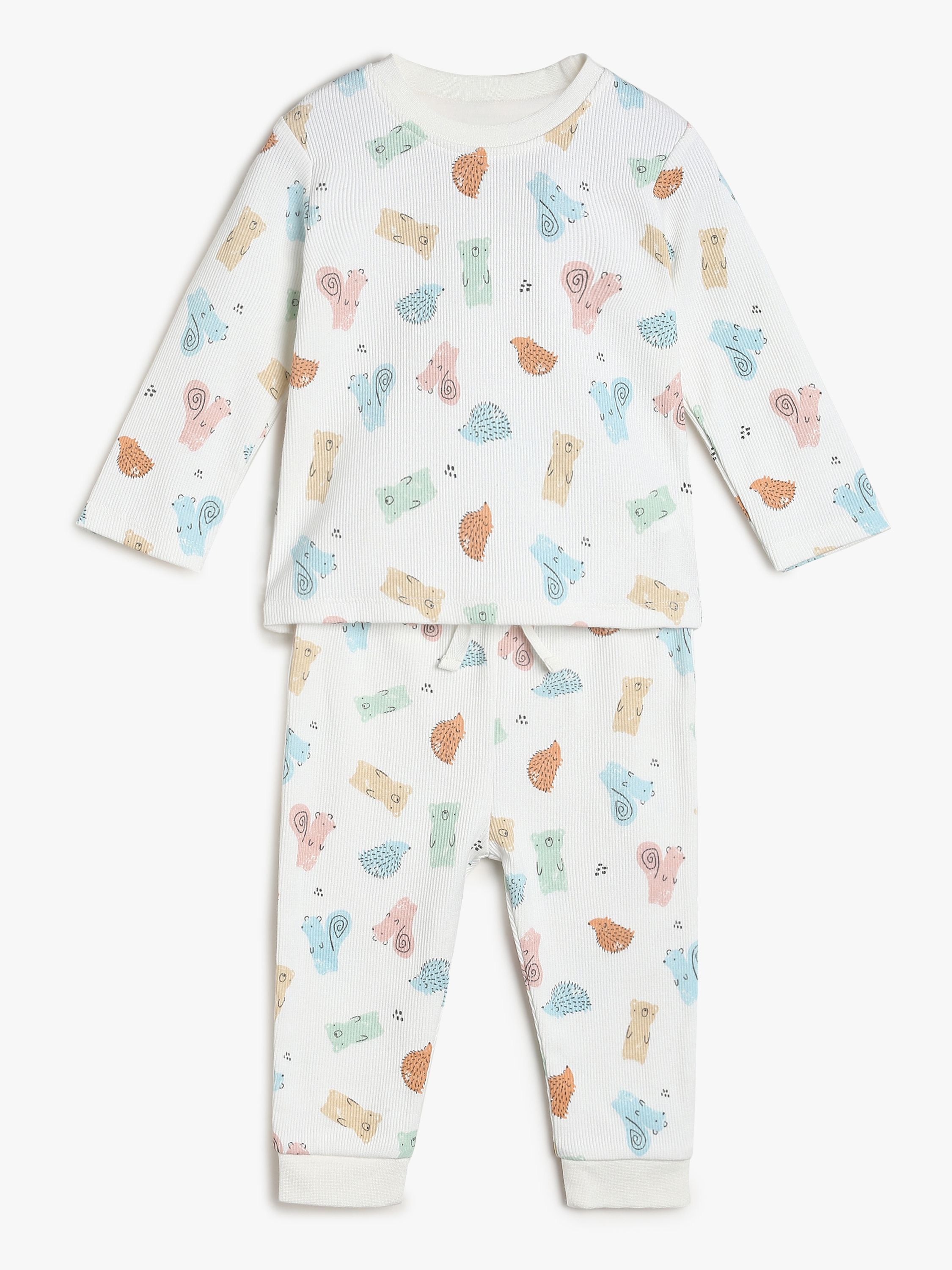 Unisex White Animal Print Top and Bottom Set Co-Ord Set
