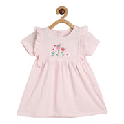 Girls Pink Round Neck Short Sleeve Dress