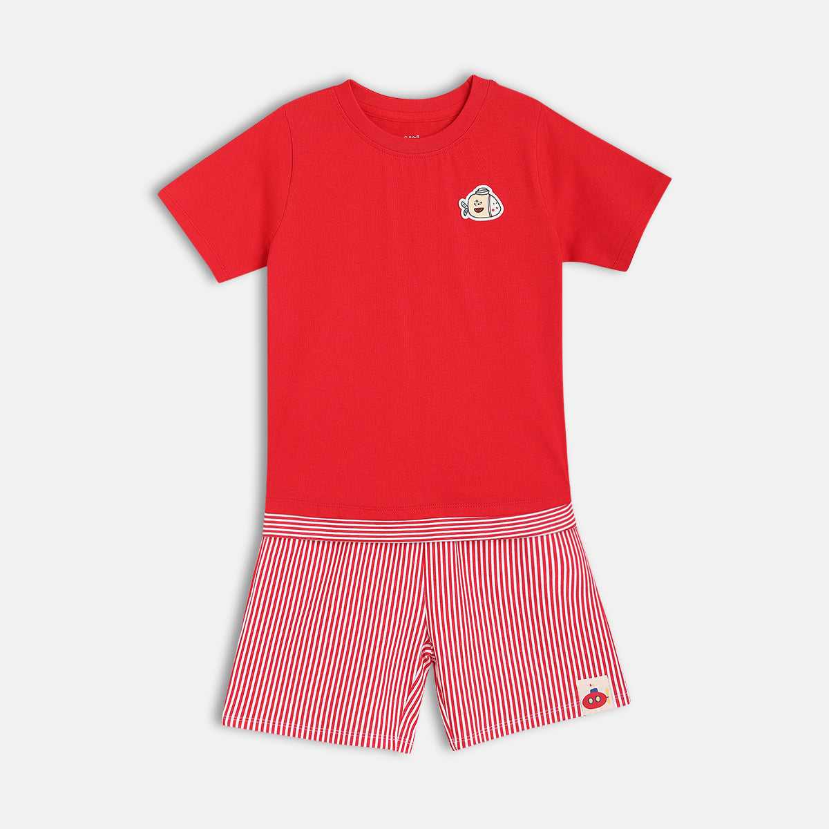 Baby Boys Solid T-Shirt and Striped Shorts Set, Red