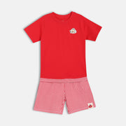 Baby Boys Solid T-Shirt and Striped Shorts Set, Red