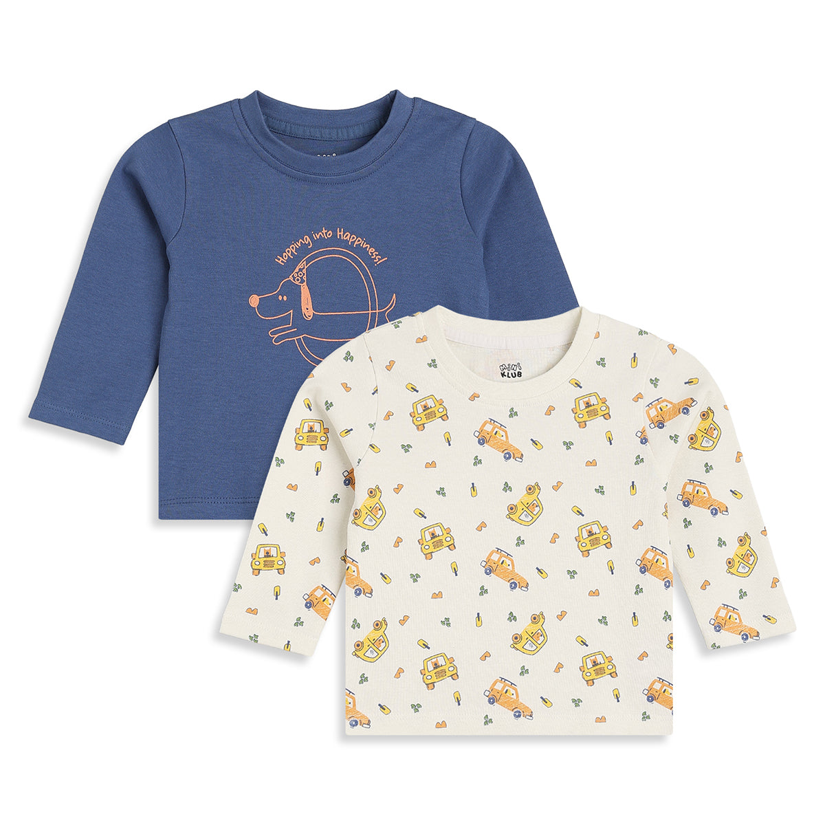 Title: Baby Boys Blue and Cream Knit T-Shirt Pack of 2 Regular Fit Casual Wear