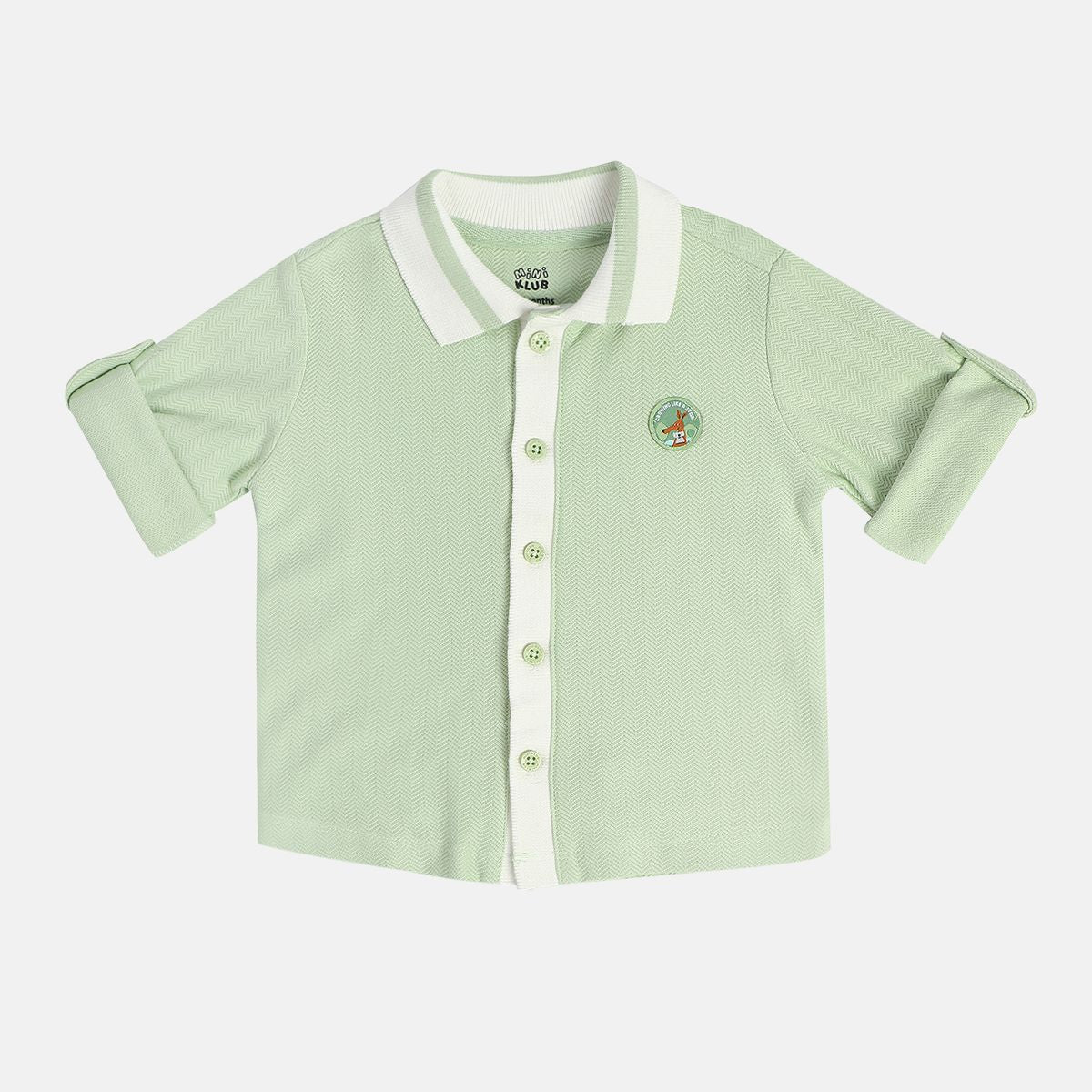 Boys Cotton Full Sleeves Solid Shirt - Olive