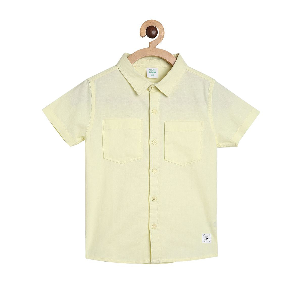 Boys Solid Short Sleeve Shirt, Light Yellow