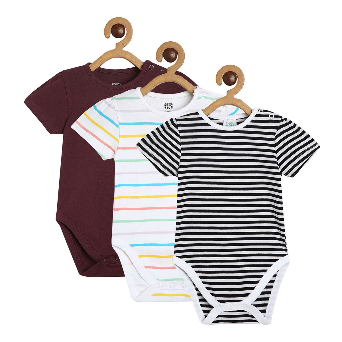 Girls Multicolor Pack Of 3 Body Suit