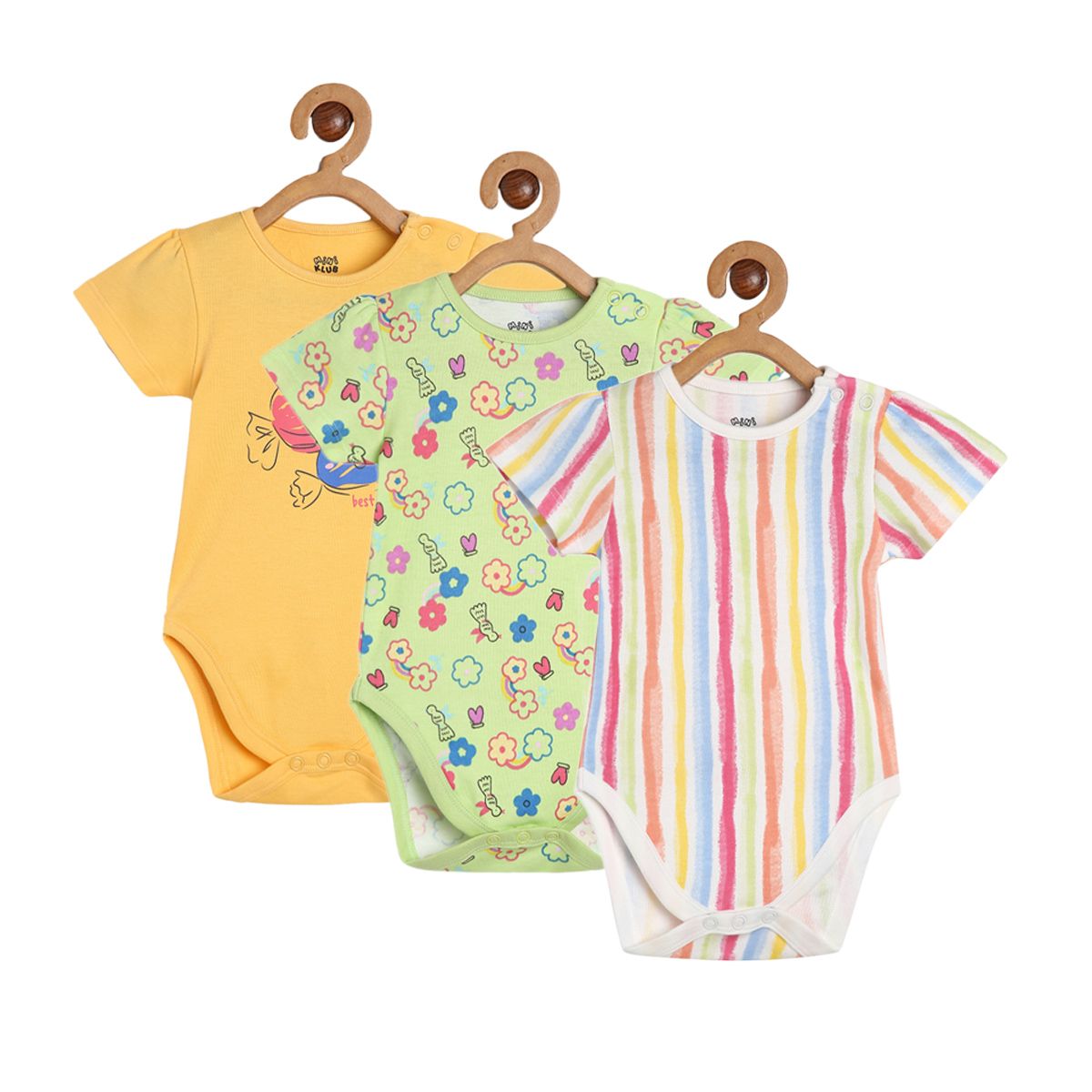 Girls Multicolor Pack Of 3 Body Suit