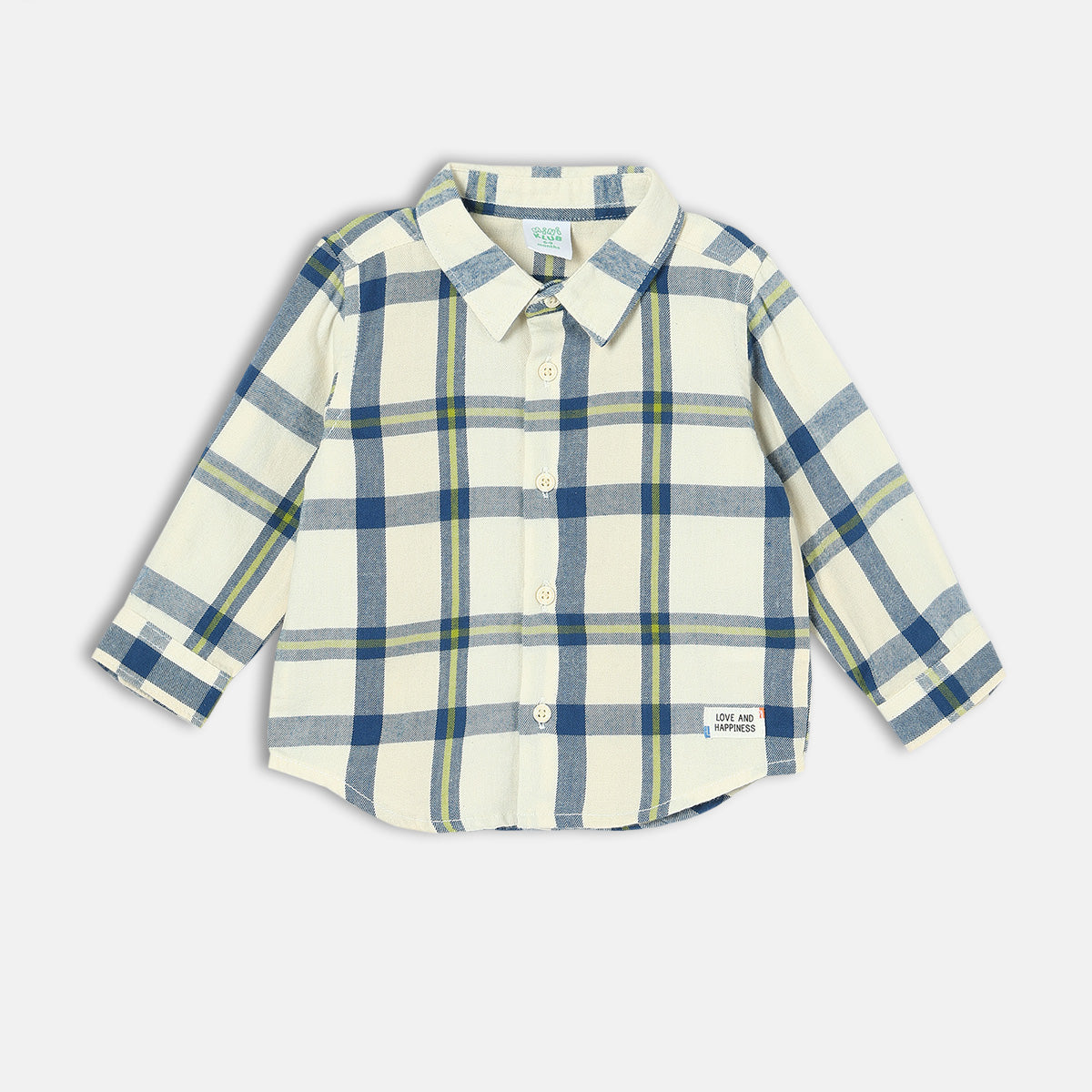 Boys Cotton Full Sleeves Checked Shirt - White