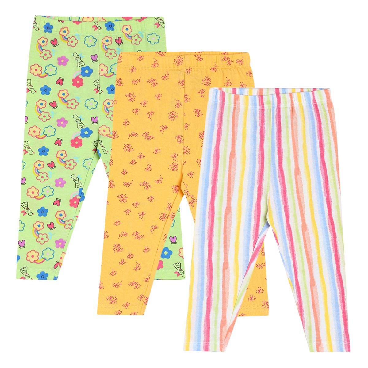 Girls Multicolor Pack Of 3 Legging