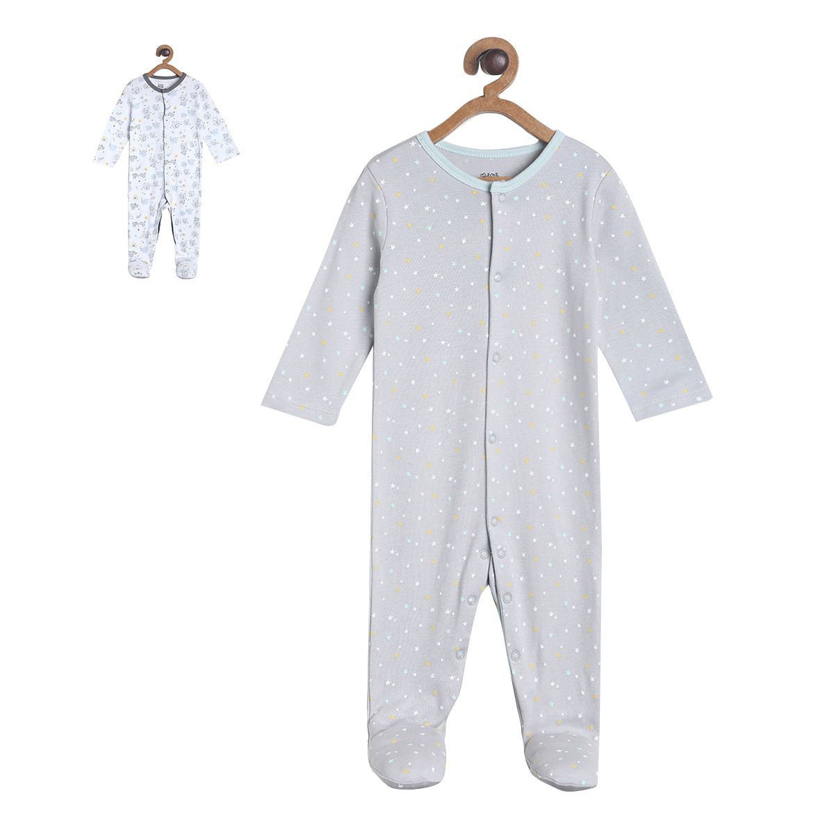 Pack of 2 sleepsuit - light greyish blue for New Born