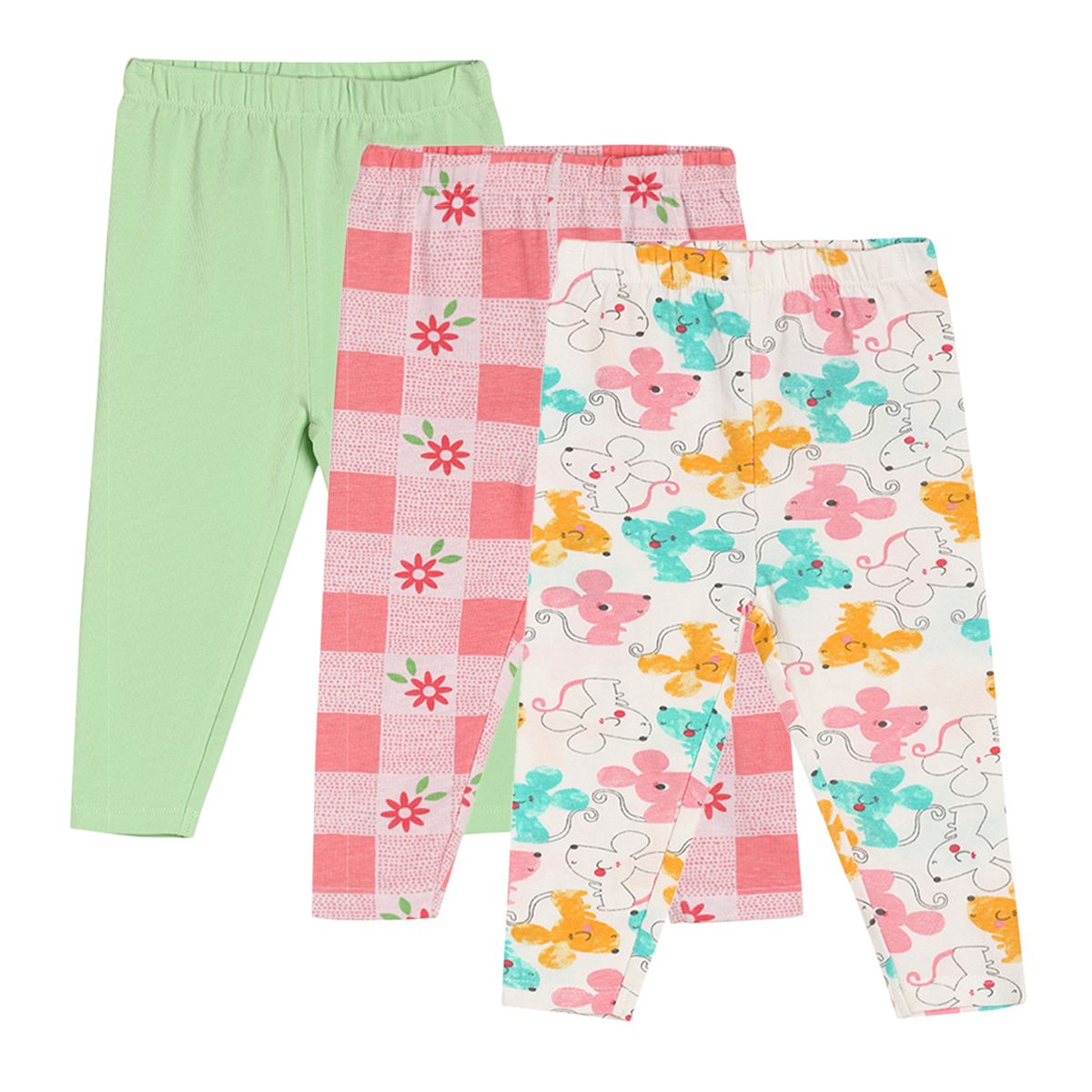 Girls Multicolor Pack Of 3 Legging