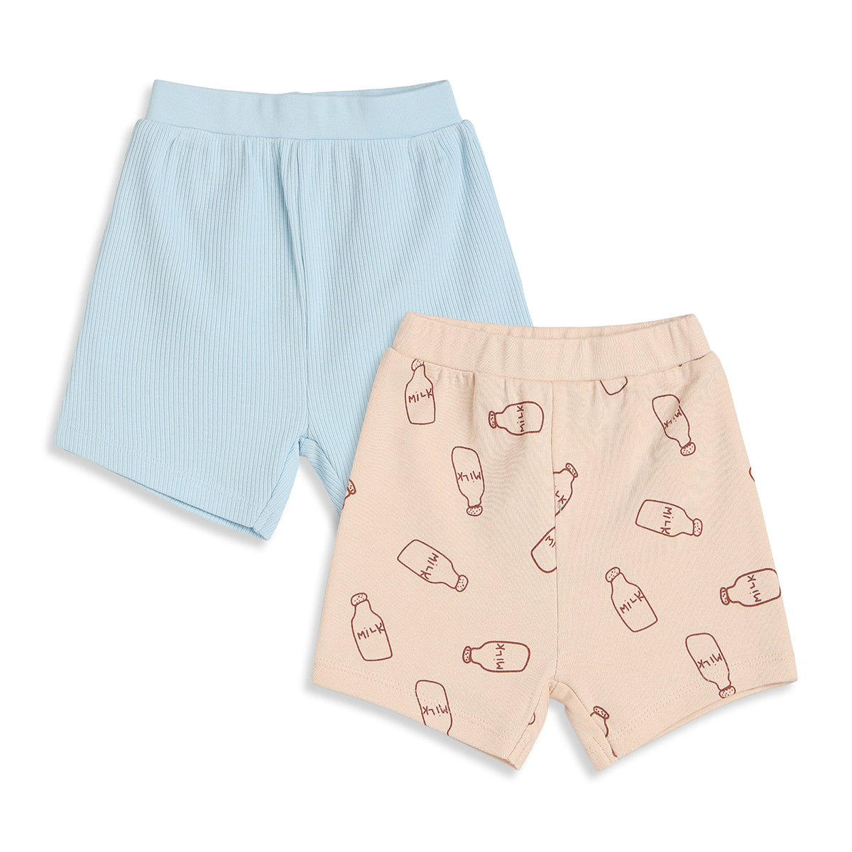 Baby Boys Blue and Cream Knit Shorts Pack of 2 Regular Fit Casual Wear