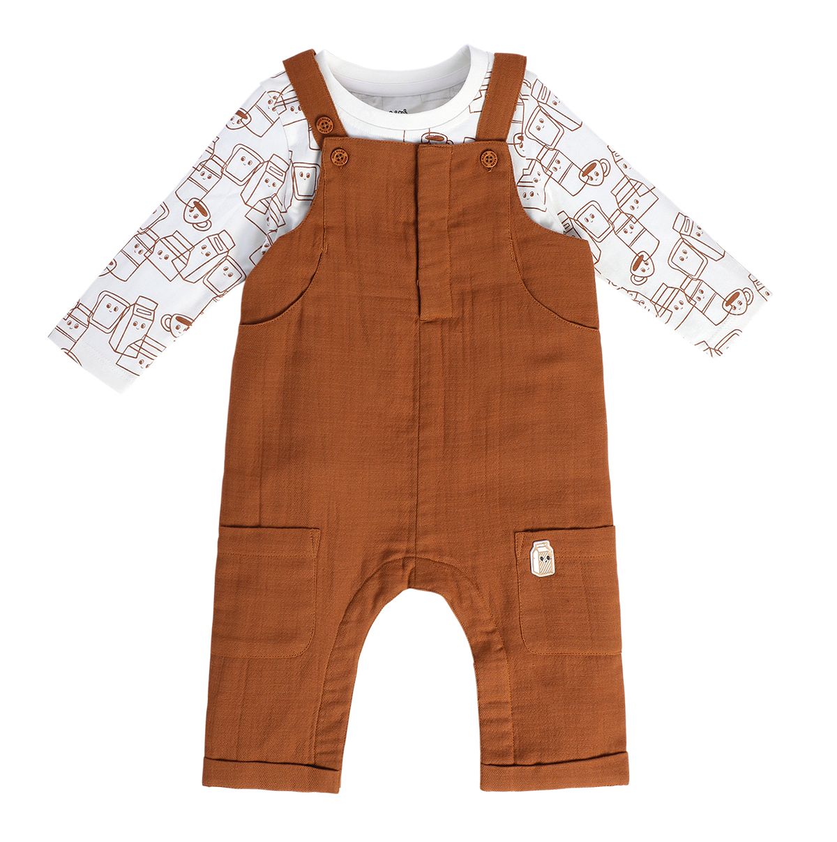 Boys Multicolor Pack Of 2 Dungaree Set