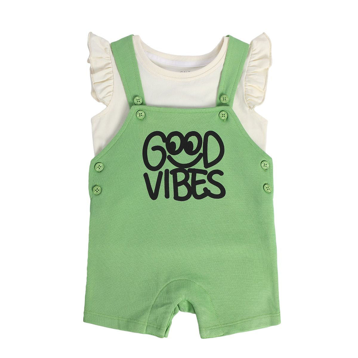 Girls Multicolor Pack Of 2 Dungaree Set