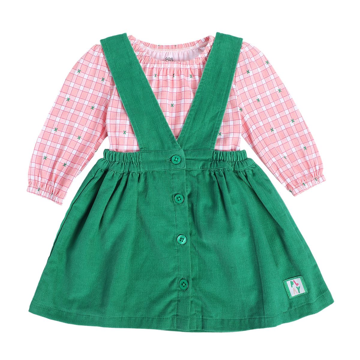 Girls Green Pack Of 2 Pinny Set