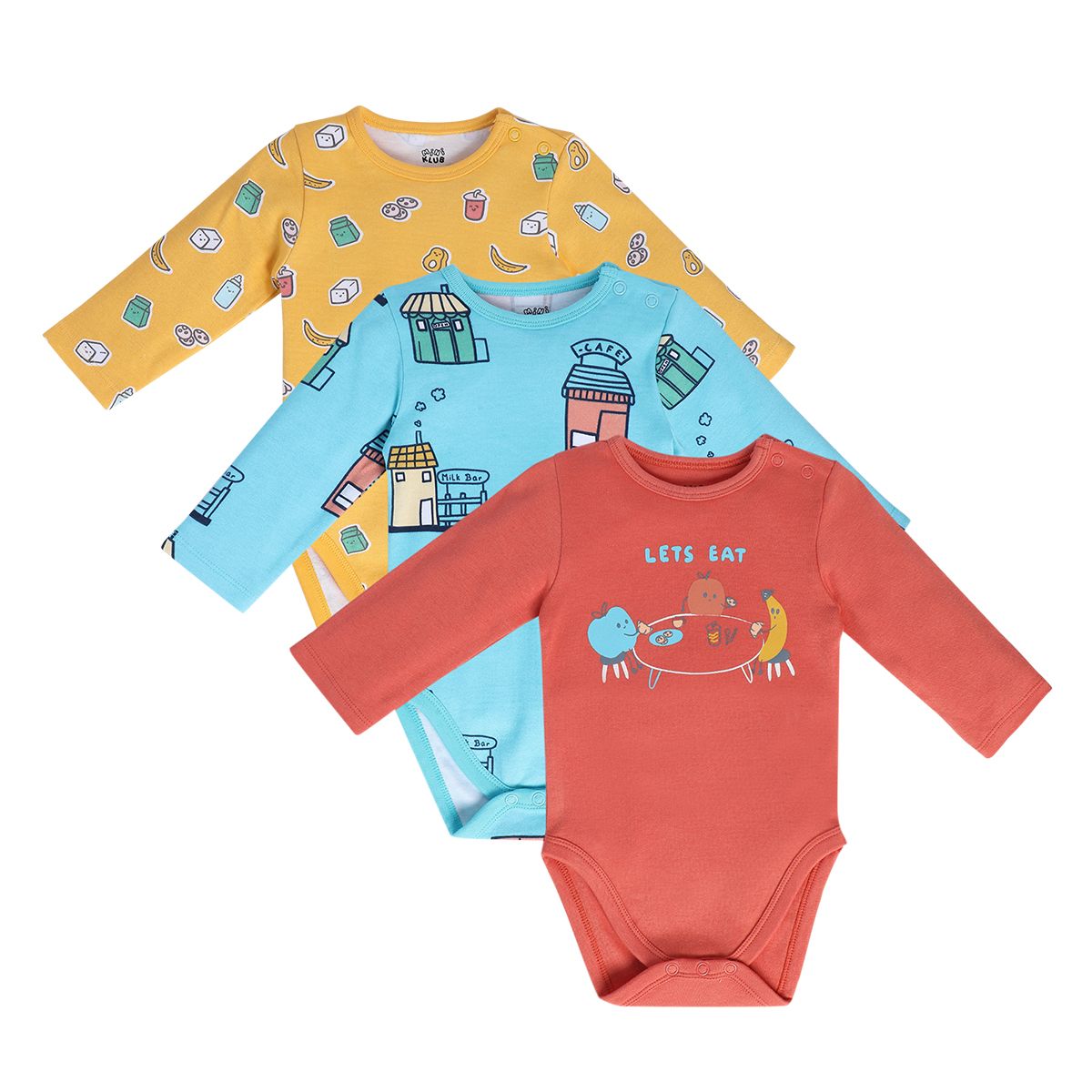 Boys Multicolor Pack Of 3 Body Suit