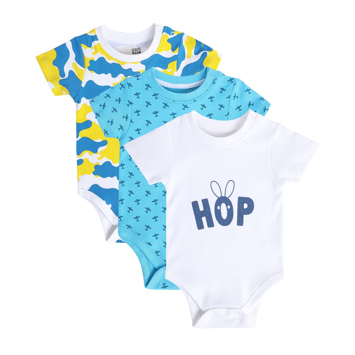 Boys Multicolor Pack Of 3 Body Suit
