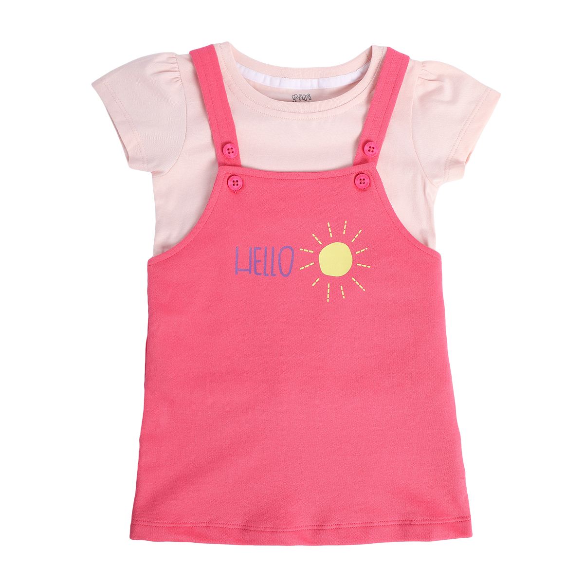 Girls Pink Pack Of 2 Pinny Set