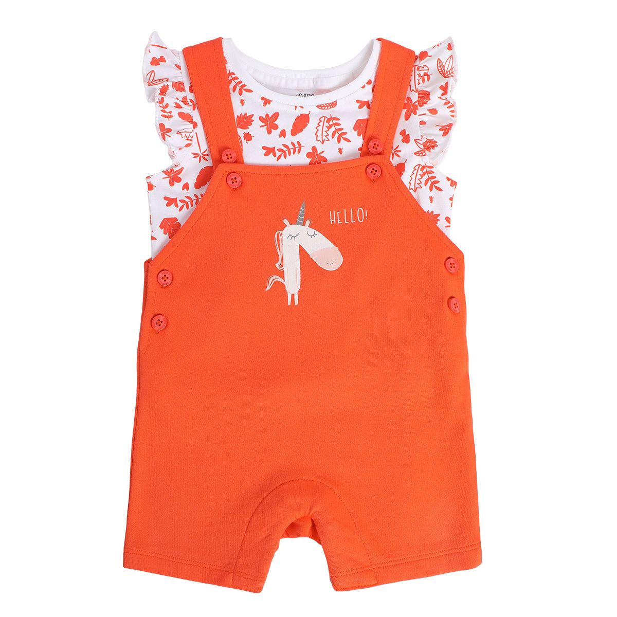 Girls Multicolor Pack Of 2 Dungaree Set