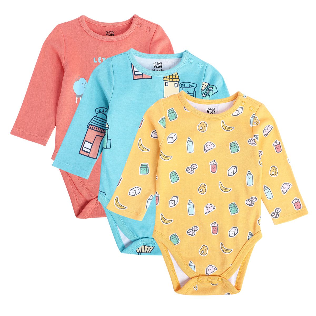 Boys Multicolor Pack Of 3 Body Suit