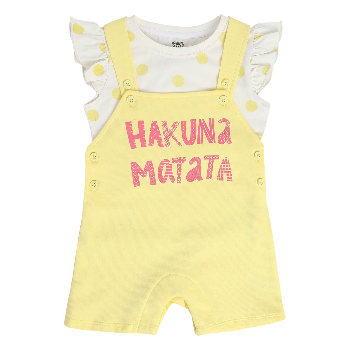 Girls Multicolor Pack Of 2 Dungaree Set