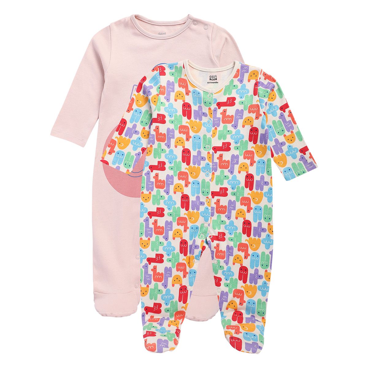 Girls Multicolor Pack Of 2 Sleep Suit